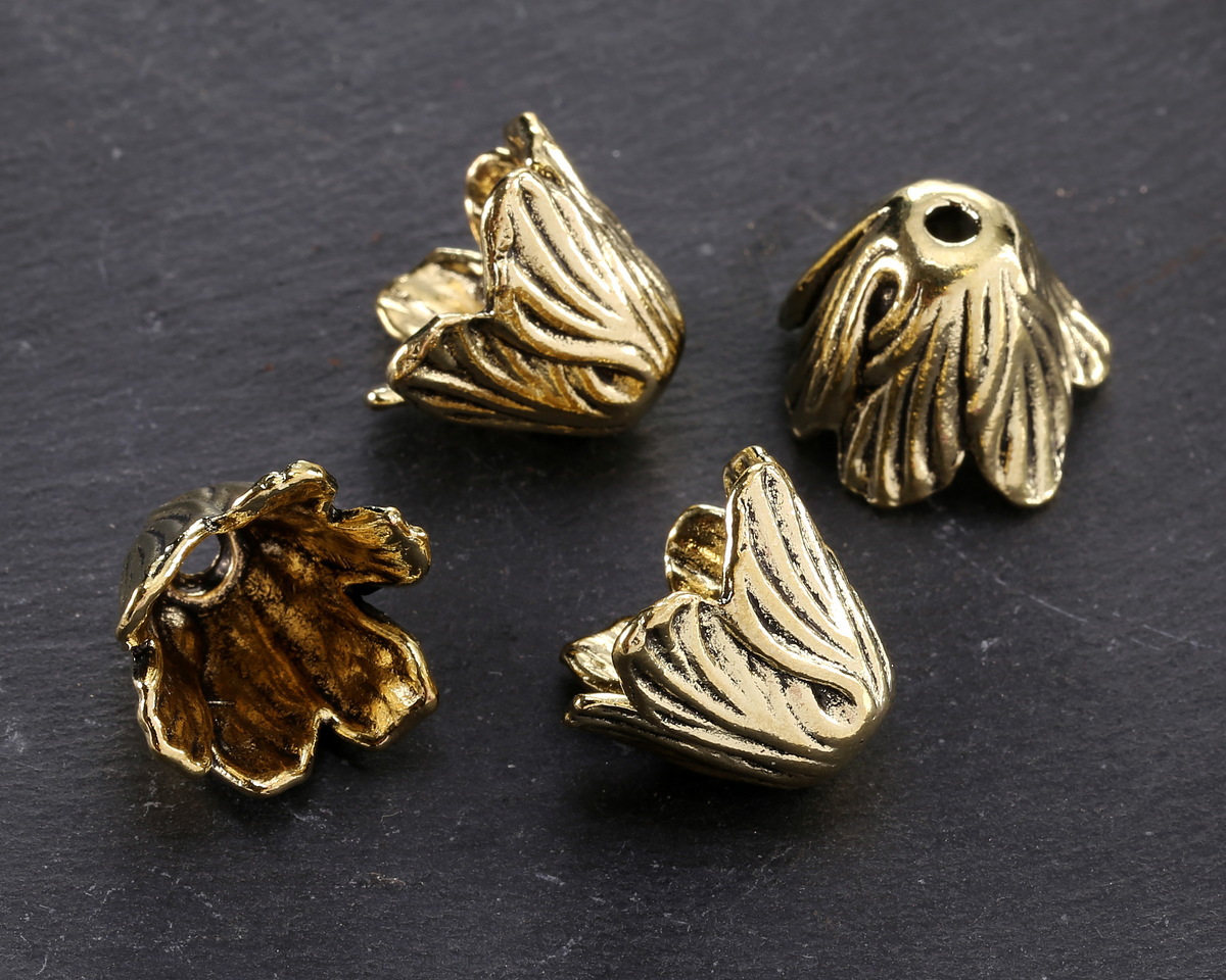 Antique Gold (plated) Flower Blossom Bead Cap 19x15mm