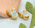 24K Gold (plated) Aqua Blue Enamel Cute Bunny Head Bead 9x12mm