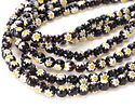 Millefiori Glass Black w/ White Daisy Round 8mm