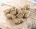 Czech Glass Thistle w/ Gold Wash Sitting Cat Bead 17x11mm