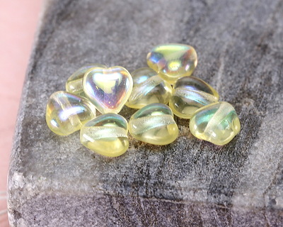 Czech Glass Jonquil AB Small Heart 6mm
