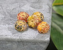 Czech Glass Tropical Mix (German Glass) w/ Gold Wash Hibiscus Coin 8mm