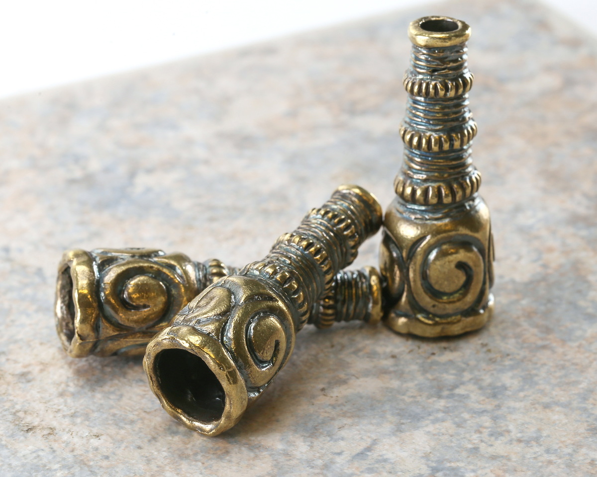 Mykonos Antique Brass (plated) Tapered Roped End Cap 14x39mm