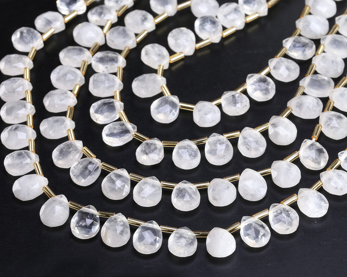 Rock Crystal Quartz Microfaceted Teardrop 8x10mm