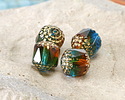 Czech Glass Seaweed w/ Gold Lantern 10mm