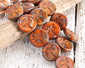 Czech Glass Hyacinth Picasso w/ Bronze Dragonfly Coin 17mm