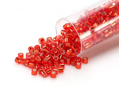 Miyuki Delica Silver Lined Flame Red (DBM0043) 10/0 Seed Bead