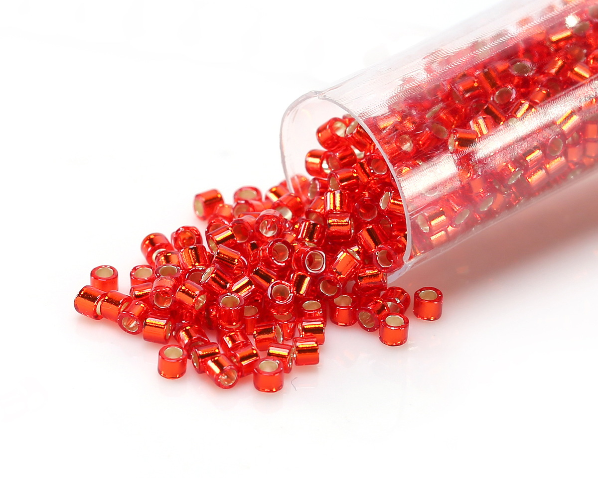 Miyuki Delica Silver Lined Flame Red (DBM0043) 10/0 Seed Bead