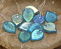 Czech Glass Aquamarine AB (on back) Leaf Drop 18x13mm