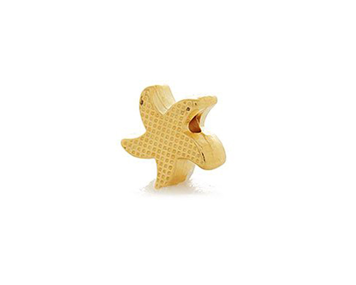 24K Gold (plated) Peach Pearl Enamel Starfish Bead 10mm