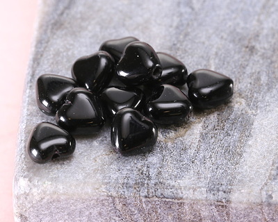 Czech Glass Jet Small Heart 6mm