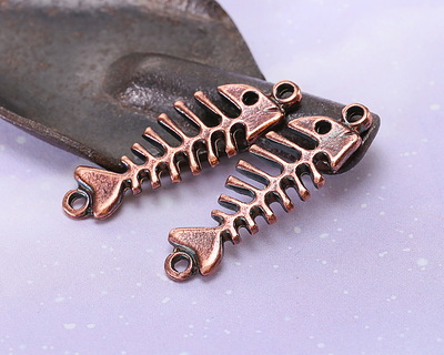 Mykonos Antique Copper (plated) Fish Skeleton Focal Link 36x11mm