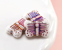 Czech Glass White w/ Rainbow Metallic Butterfly 16x11mm