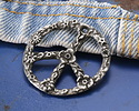 Green Girl Pewter Floral Peace Sign Focal 38mm