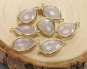 Blue Rose Quartz w/ Gold Finish Faceted Teardrop Focal 12x21mm