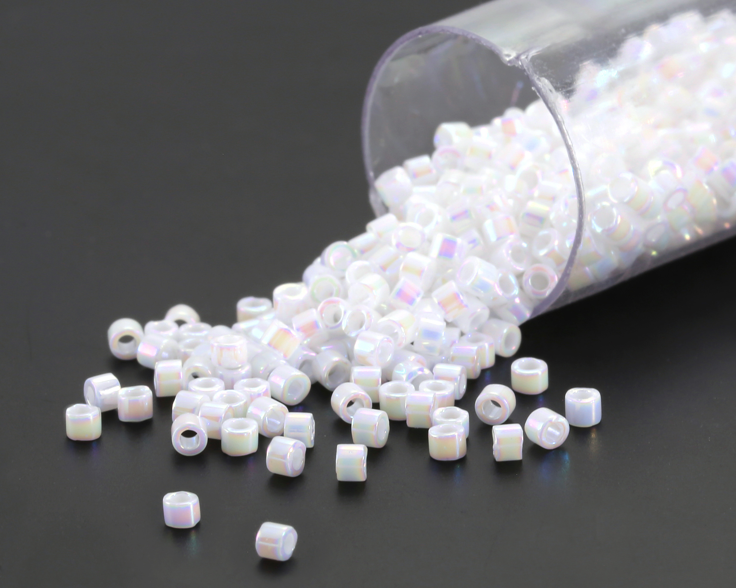 Miyuki Delica 11/0 Japanese Glass Seed Beads - White Pearl Luster (Tube Of 5.2g, ~1000 Beads) - View #11