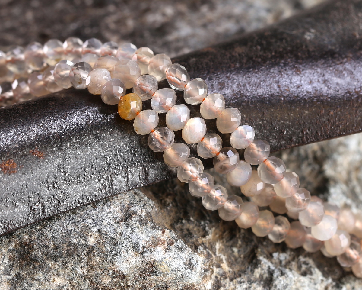 Gray Multi (light) Moonstone Faceted Rondelle 3x4mm