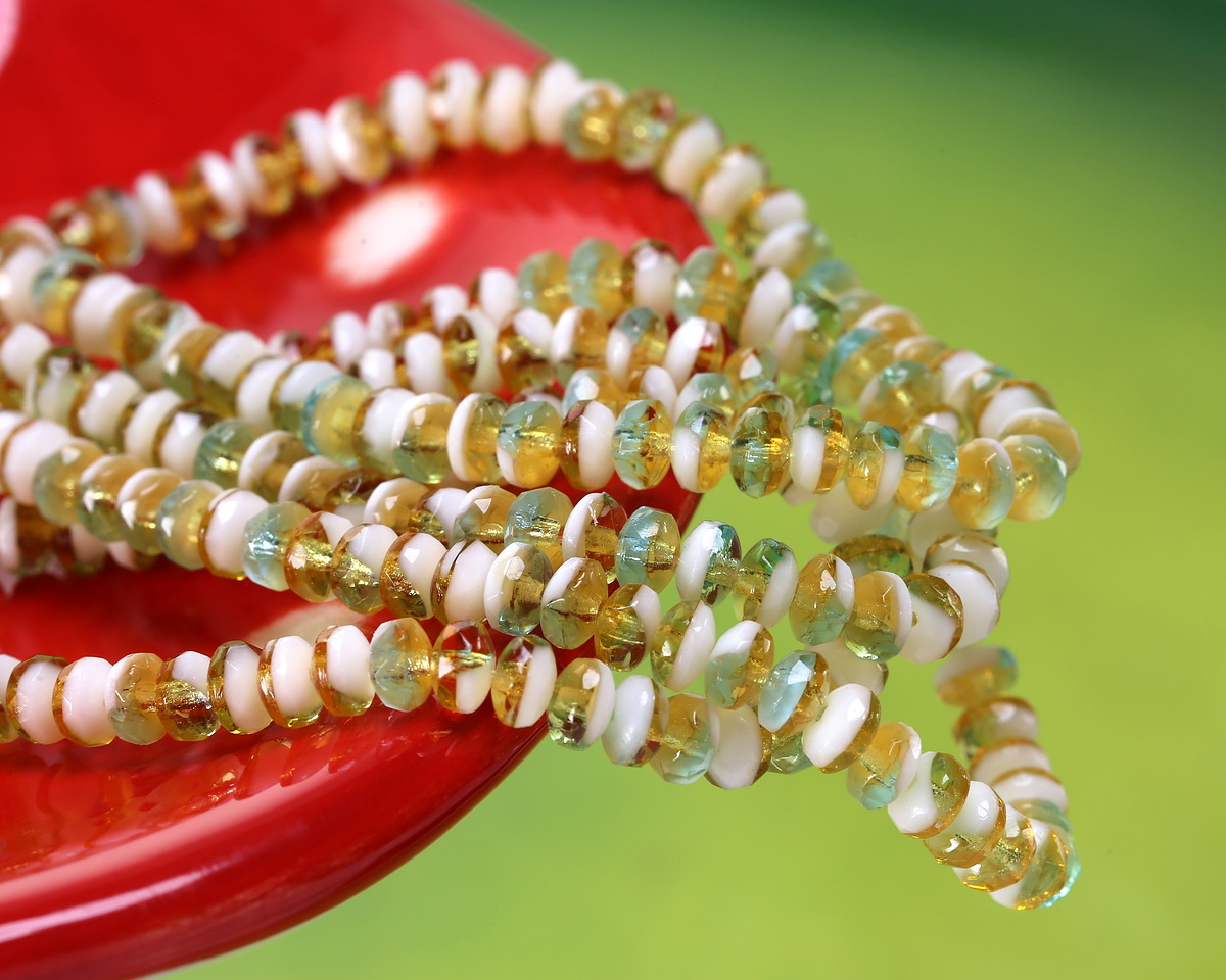 Czech Glass Sunny Coast Fire Polished Rondelle 2x3mm