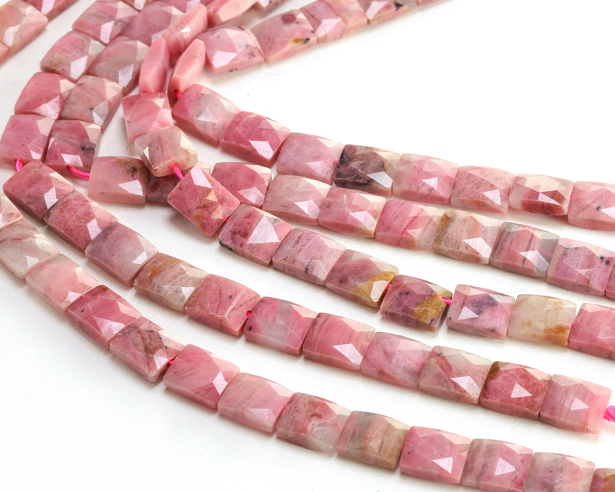 Wood Rhodonite Microfaceted Rectangle 10x8mm