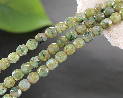 Czech Glass Jungle Picasso Fire Polished Round 6mm