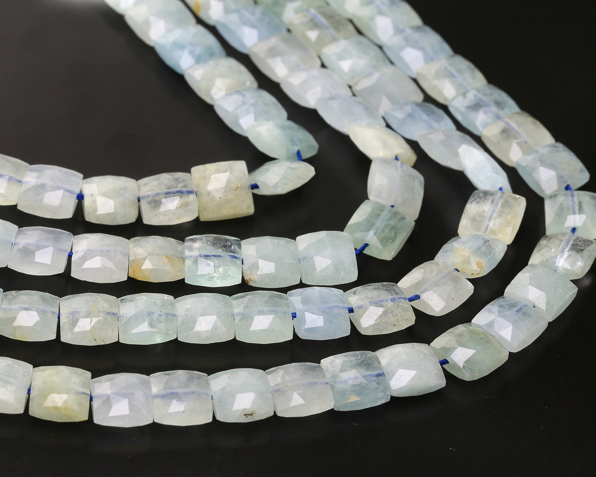 Aquamarine (A) Microfaceted Square 8mm