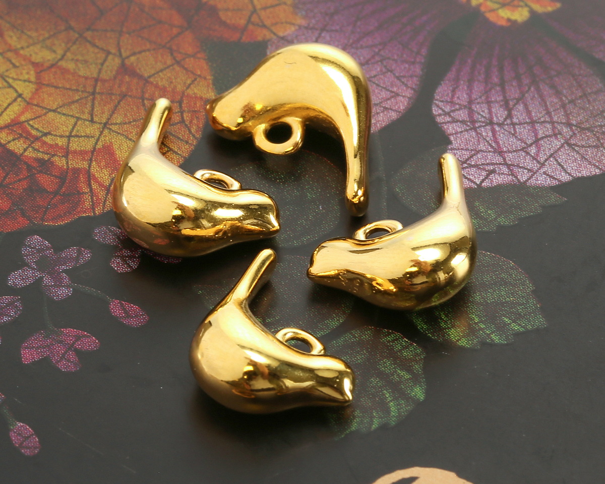 24K Gold (plated) Puff Bird Focal 15x12mm