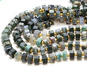 Moss Agate Microfaceted Hexagon Heishi 4x8mm