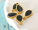 24K Gold (Plated) Transparent Jet Resin Drop Focal 8x15mm