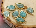 Brazil Amazonite w/ Gold Finish Faceted Teardrop Focal 12x21mm