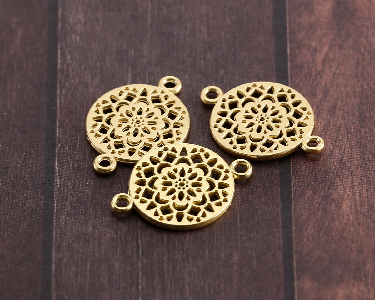 Satin Hamilton Gold (plated) Dahlia Openwork Focal Link 20x14mm