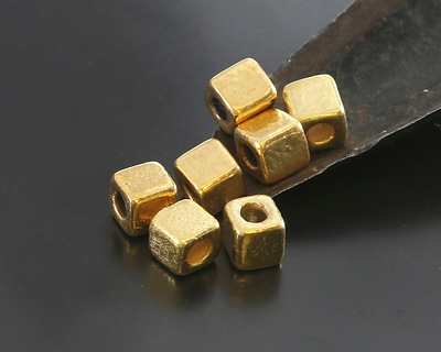 Mykonos Metalized Ceramic Gold Cube 5mm