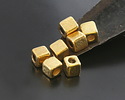 Mykonos Metalized Ceramic Gold Cube 5mm