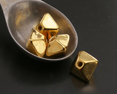 Mykonos Metalized Ceramic Gold Octahedron Bead 9x11mm