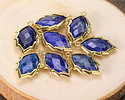 Lapis (Natural) Faceted Puff Leaf Focal w/ Gold Finish 14x22mm