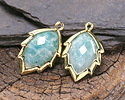 Brazilian Amazonite Faceted Puff Leaf Focal w/ Gold Finish 14x22mm