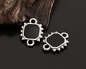 Antique Silver (plated) Jet Enamel Square Sun Focal Link 19x10mm