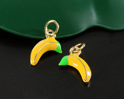 18k Gold (plated) Enamel Banana 8x13.5mm