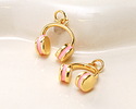 Rose Enamel w/ Gold Finish Headphones Charm 14x16mm
