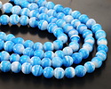 Aqua & White Swirl Lampwork Glass Round 10mm