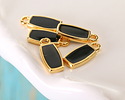 24K Gold (Plated) Transparent Jet Resin Rectangle Focal 6x13mm