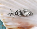 Antique Silver (plated) Aqua Enamel Sea Elements Focal Link 26x11mm