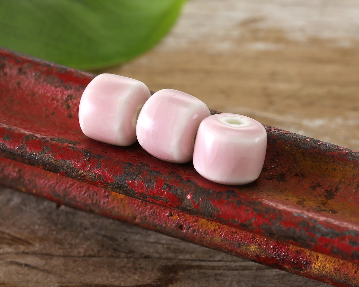 Rose Porcelain Barrel 9x10mm