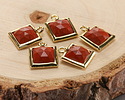 Red Jasper w/ Gold Finish Faceted Square Focal 10x13mm