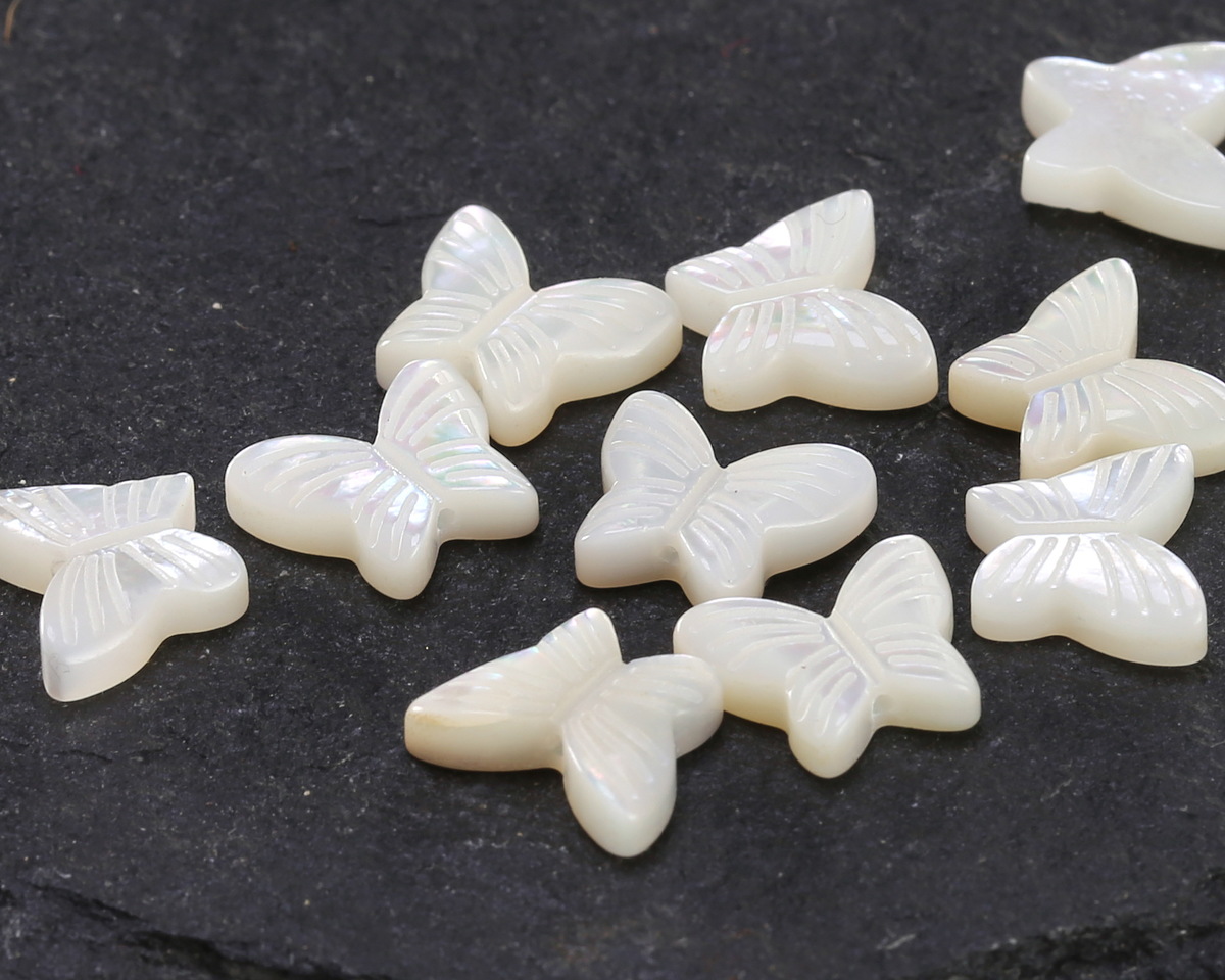 Mother of Pearl Carved Butterfly Focal Bead 8x10mm