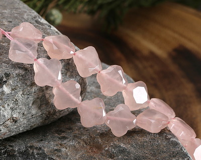 Rose Quartz Faceted Quatrefoil 13mm