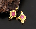 24K Gold (plated) Magenta Pearl Enamel Beaded Diamond Focal 10x17mm