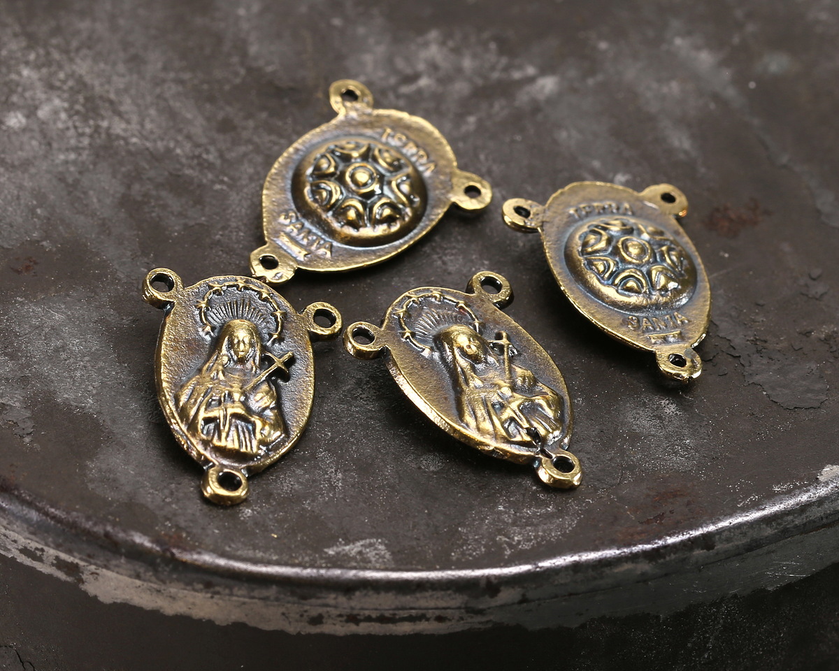 Mykonos Antique Brass (plated) "Terra Santa" Rosary Center Link 13x17mm