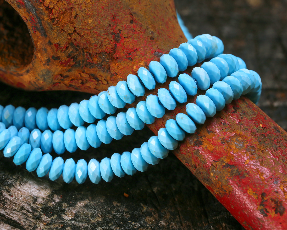 Howlite Turquoise Faceted Spacer Rondelle 2x5mm