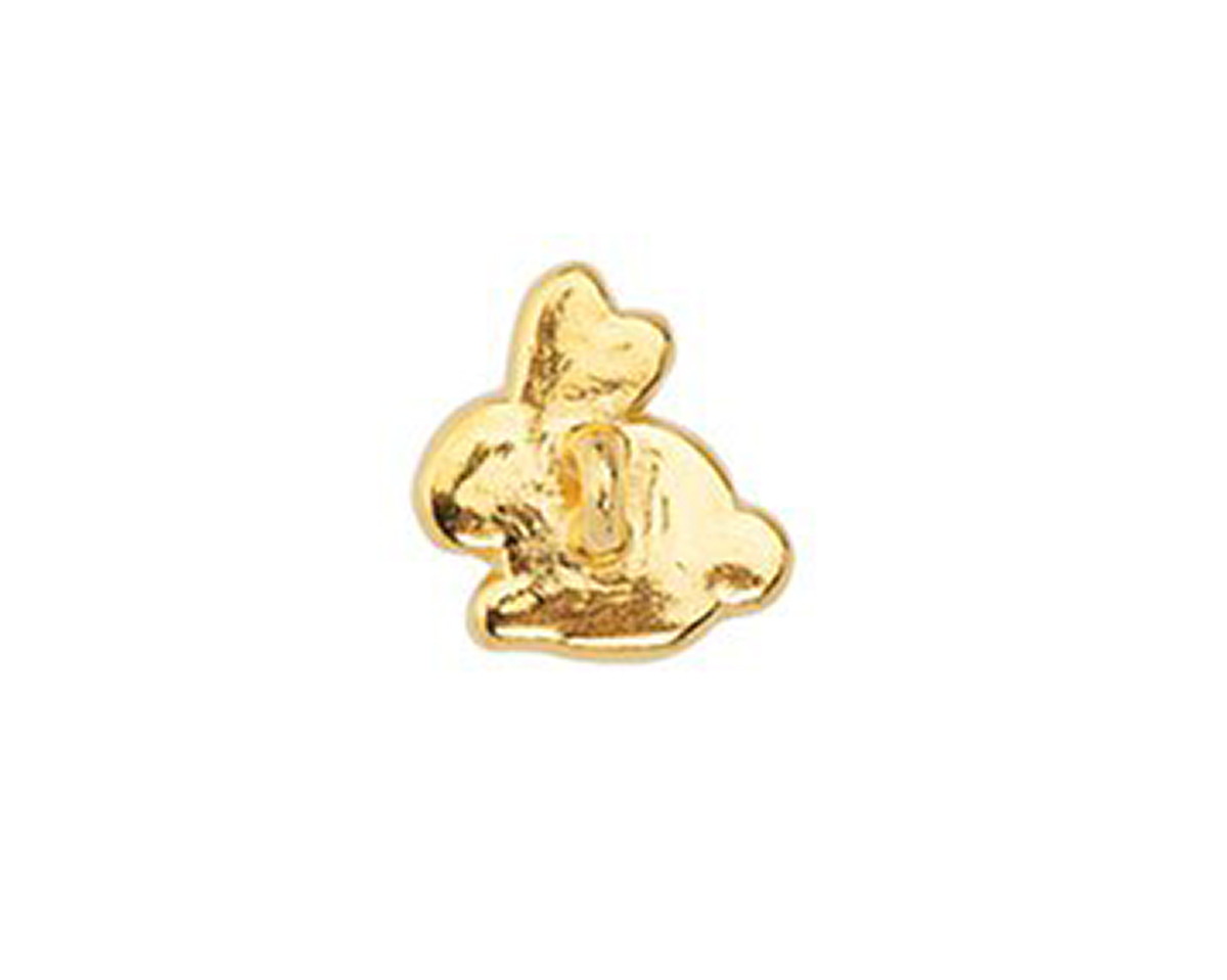 24K Gold (plated) White Enamel Bunny Button 11x11.5mm