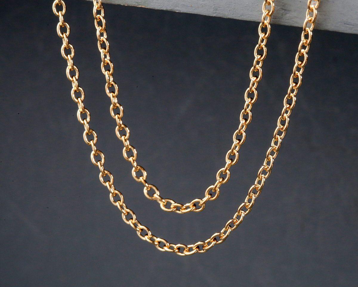 Hamilton Gold (plated) Round Wire Cable Chain, 5' Package